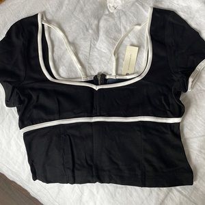 Anthropologie Maeve black zip back crop top